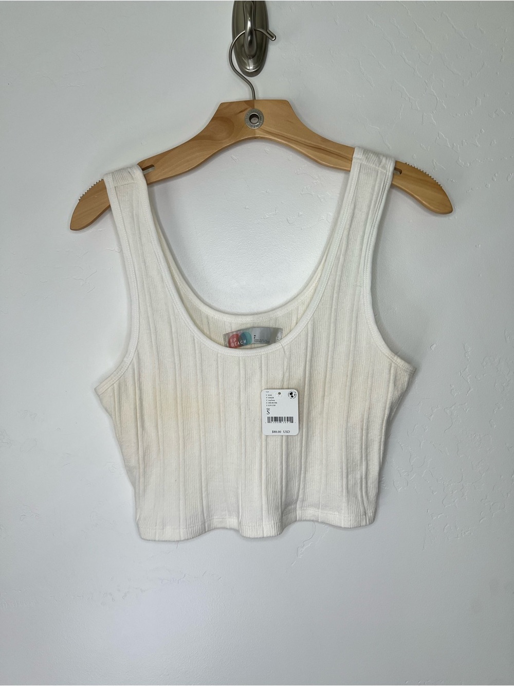 NWT Free People Beach Ribbed Scoop-Neck Cropped Tank Top